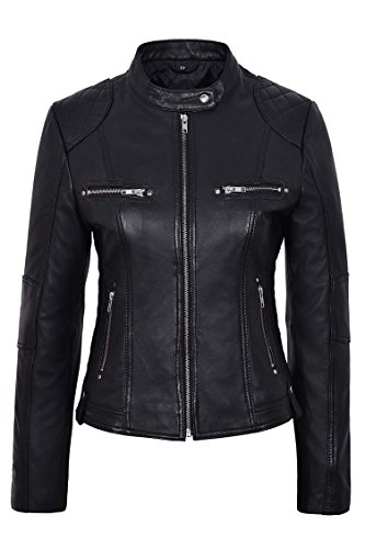 Veste en cuir blouson moto rétro noir Vitesse Chers 8322 style fashion