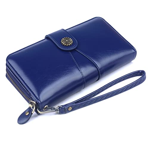 Card Holder Card Holder Women's Long Oil Wax Leather Coin Purse Large Capacity Splicing Hand Bag3