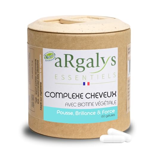 Biotine Cheveux BIO – Anti Chute et Accélère la pousse - Avec Levure de Bière, Zinc, Millet - Peau et Ongles - Vegan - Fabrication Française - Argalys