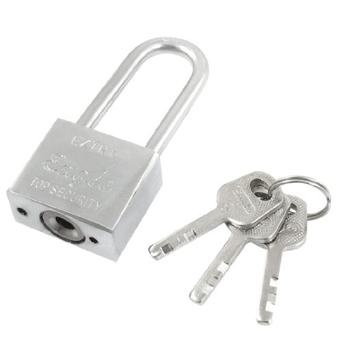Sourcingmap Cabinet Locking 30mm Wide Silver Tone Metal Long Padlock 2.8" Height w 3 Keys