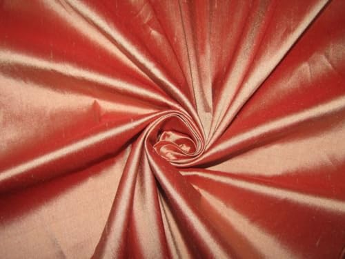 100% seda pura Dupion tela roja x color oro 54" ancho DUP396[1] sedas