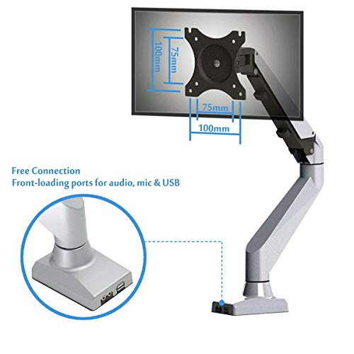 Jeacent Aluminum Monitor Mount Gas Spring Swivel Desk Mount Stand, Computer Arm For 17" To 27”, 4-12 Lbs #TOP3