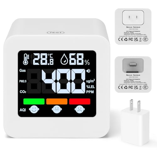 Plug-in 4-in-1 Gas & CO Detector with Temp/Humidity - Natural Gas...