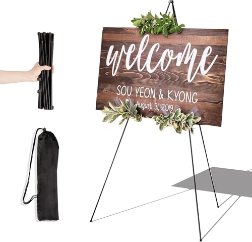 La mejor selección de Caballetes los 5 más buscados. 48 Caballete de Artista, Caballete para Exhibición, Soporte para Pósters Instantáneo, Ligero, Plegable y Portátil con Base de Trípode, Acero Negro