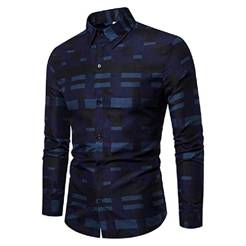 Camisa social masculina Zimaes listrada de manga comprida com colarinho virado para baixo, 1, Medium