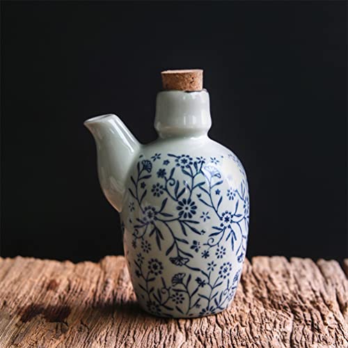 Operitacx Garrafa dosadora de molho de soja de cerâmica: galheteira de vinagre de azeite de oliva co