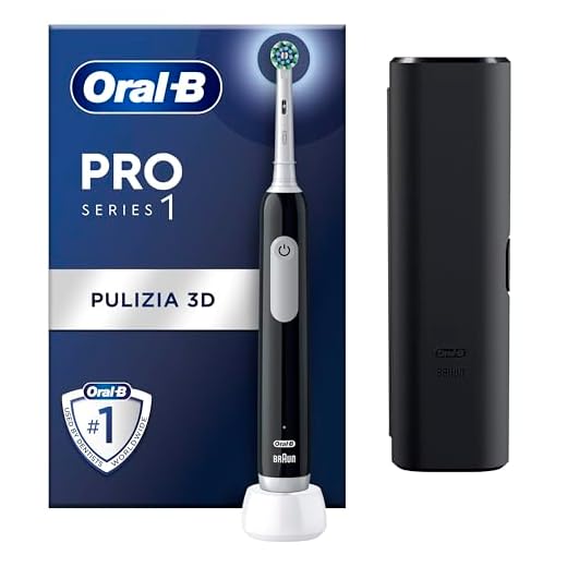 Oral-B Spazzolino Elettrico Ricaricabile Pro Series 1 Nero con 1 Testina di Ricambio + 1 Custodia da Viaggio. 1 Spazzolino