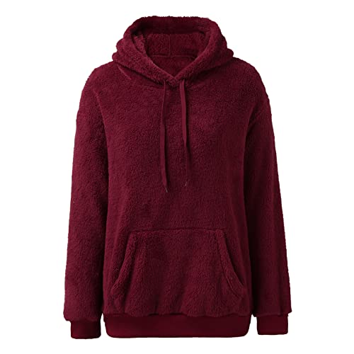 fesfesfes Casaco de inverno feminino forrado com lã de ovelha quente pulôver com capuz forrado com l