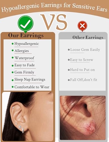 Kakonia 8 Pairs 925 Sterling Silver Hypoallergenic Earrings Set for Multiple Piercing Dainty 14K Gold Plated Stud Huggie Small Hoop Earrings for Women Trendy Cute Earring Stacks for Sensitive Ears4