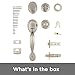 Kwikset Dakota Front Door Lock Handle and Deadbolt Set, Entry Handleset Exterior with Interior Door Knob, Satin Nickel, Pick Resistant SmartKey Rekey Deadbolt Security