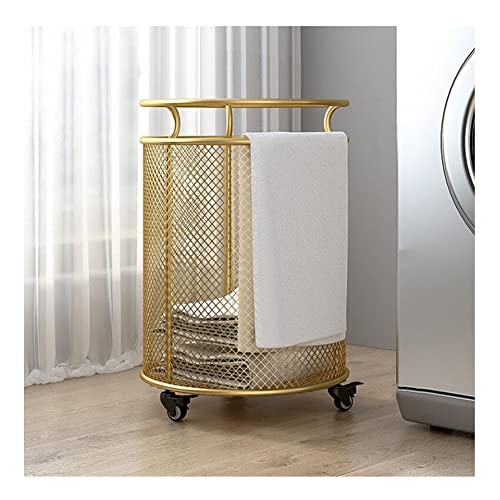 Panier à linge en métal avec roulettes et poignée pour chambre et salle de bain