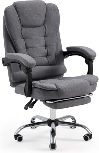 YODOLLA Chaise de Bureau Ergonomique avec Repose-Pieds - Fauteuil de Travail Confiable et Confortable - Dossier Soutien Lombaire - Pivotante et Réglable - Gris