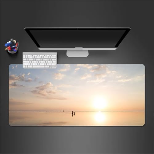 Podkładka pod mysz do gier 1200 x 600 x 2 mm, duża podkładka pod mysz XXL z gumową podstawą i zszytymi krawędziami do biura i domu (słońce morze)