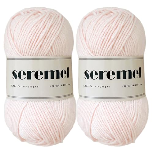 Image of Seremel 4-Ply Acrylic Soft Yarn, 2 Skeins Crochet & Knitting Yarn(Nude)