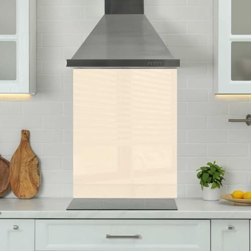 Premium 59.5 x 74.5cm Cream Glass 6mm Glass Toughened Kitchen Splashback