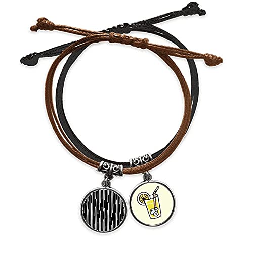 Bracelet corde et cuir tressé avec illustration goutte de grain