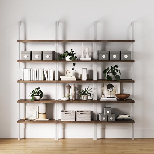 Nathan James Theo 5-Shelf Wood Modern Bookcase, Open Wall Mount
