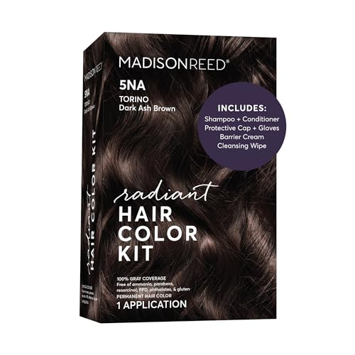 Image of Madison Reed Radiant Hair Color Kit - 5NA Dark Ash Brown with Cool Smoky Undertones (Torino Brown), Permanent Hair Dye, Superior Gray Coverage & Dimensional Color | PPD-Free & Ammonia-Free, 1 Pack