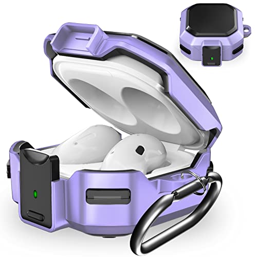 Galafoki 【with Secure Lock】 Case for Samsung Galaxy Buds Pro 2 2022/Galaxy Buds 2 Case/Galaxy Buds Live Case/Galaxy Buds Pro Case/Galaxy Buds FE Case 2023 with Keychain/Zipper Box/Brush - Purple