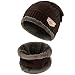 Beanie Hat Scarf Set Winter Warm Fleece Lined Skull Cap and Scarf for Men Women