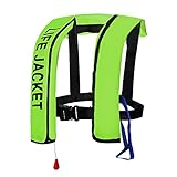 Damen Herren Kinder Schwimmweste Weste Kinder Aufblasbarer Auftrieb Weste Jacken Wassersport Kajak Ski Schnorcheln Badeanzug Float Angeln Bootfahren Tauchen Anfänger, Automatic, Fluorescent Green
