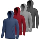 Cooraby 4 Pack Youth Boys Teen Quick-Dry Hoodies Moisture-Wicking Active Long Sleeve Hooded Sweatshirts