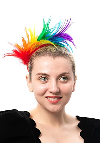 Felizhouse 1920S Fascinator With Feathers Headband For Women Wedding Tea Party Headwear (Rainbow Bird Parrot Headband) #TOP2