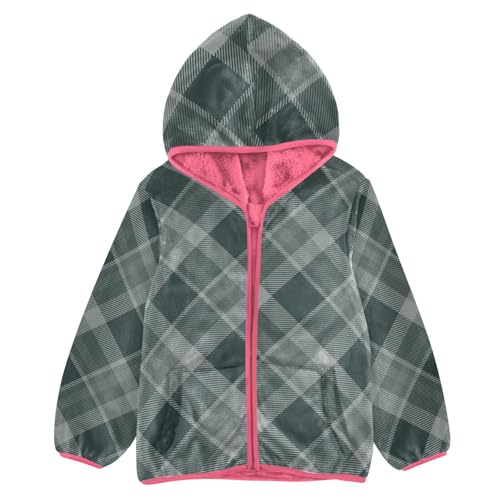 GuoChe Gray Buffalo Plaid Tartan Check Scotland Green Checkered Boys Winter Coats Sherpa Lined