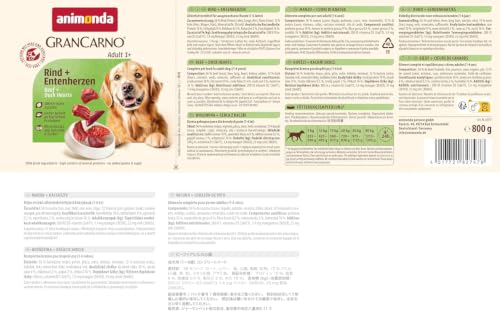 animonda GranCarno Adult Hundefutter Rind+Entenherzen (6x800g)