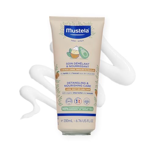 Mustela Detangling & Nourishing Conditioner - Natural Shea Butter & Avocado - Curly & Frizzy Hair - Dermatologist-tested & safe for Babies and Kids - 6.76 US Fl. Oz.