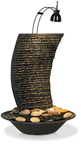 Water Ripple Japanese Zen Indoor Tabletop Fountain 17 1/4" High With Light Waterfalls Meditation Decor For Table Desk-Top Home Office Bedroom House Living Room Relaxation - John Timberland #TOP5