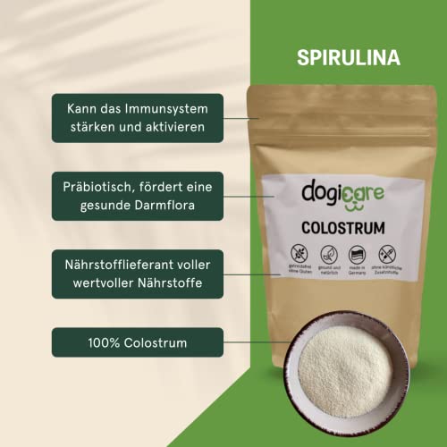 dogicare Colostrum Hund & Katze - 100% reines Colostrum Pulver - Kolostrum Extrakt unterstützt Abwehrkräfte & Magen-Darm-Trakt - Immunglobuline, Mineralien, Vitamine für Hunde & Katzen