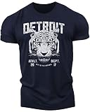 Detroit Tiger T-Shirt by Detroit Rebels T Shirt Brand - Mens Navy Unisex Apparel