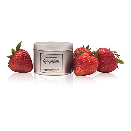 Strawberry Champagne Scented Massage Oil Candle - Aromatherapy | Destiny Candle by Karen Michelle | Beautiful Piece of Jewelry Inside | Rekindle The Romance