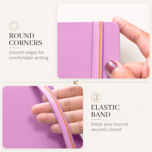 Image of NEORAH -A6 RULED | 368 Pages - 110 Gsm | PAGE A DAY JOURNAL (14.8 X 10.5 cm)-Hardcover RULED Notebook |Back Pocket |3 Silk Book Mark - Completely HANDMADE for Journaling,writing - LAVENDER