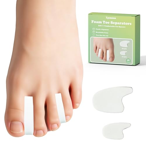 Xymoso 40 Pack Foam Toe Separators Breathable Toe Spacers for Men Women Soft Toe Spreader Pain Relief Overlapping Toes(25L+15S)