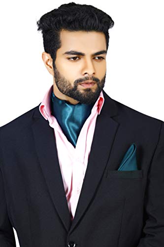 Image of BLACKSMITH Jacquard Microfiber Neckwear Ascot and Matching Pocket Square Set for Men