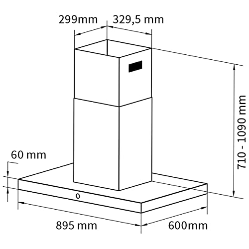 Miniatura 6 de Campana Extractora De 90 Cm Campana De Isla Acero Inoxidable Cristal Negro Wifi Descenso Automático Control Sensortouch Delta-Isel-Hc