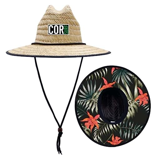 COR Surf Kids Straw Hat Summer Beach Hat for Boys and Girls Classic Lifeguard Sun Hat (Kauai, 54 CM) - Main Image