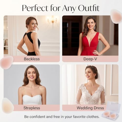 Image of Breathable Nipple Covers for Women,Teardrop Breast Lift Pasties with Air Holes,Reusable for Summer Strapless Backless