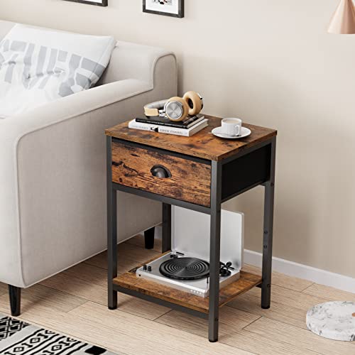 Furologee Nightstands Set Of 2, Industrial End Table With Fabric Drawer, Tv Stand For 60 65 Inch Tv, Long 55" Entertainment Center Tv Console #TOP1