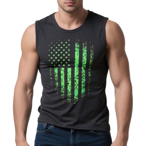 DZMDIP Mens American Flag Tank Tops Patriotic Gym Muscle Sleeveless Shirts Beach Tank Tops (M,Z3910B3)