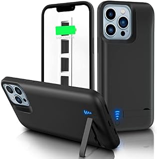 Gladgogo Battery Case for iPhone 13 Pro Max/12 Pro Max, [6800mAh] Portable Charging Case with Kickstand, Carplay Supported Charger Case for Apple 13 Pro Max (6.7 inch) Black