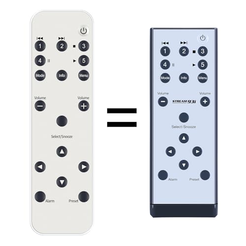 TCNOUMT Replacement Remote Control Compatible with Roberts STREAM93i Stream 93iDAB Digital Radio Sound System