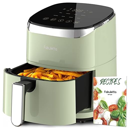Air Fryer, Fabuletta 9 Customizable Smart Cooking Programs Compact 4QT Air Fryers, Shake Reminder, 450°F Digital Airfryer,Tempered Glass Display, Dishwasher-Safe & Nonstick, Fit for 2-4 People