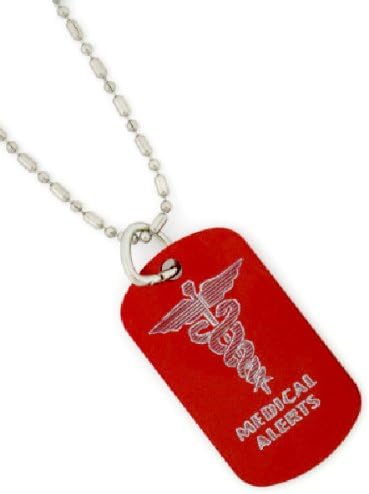 Medical Alert Dog Tag 30" Chain Free Personalized