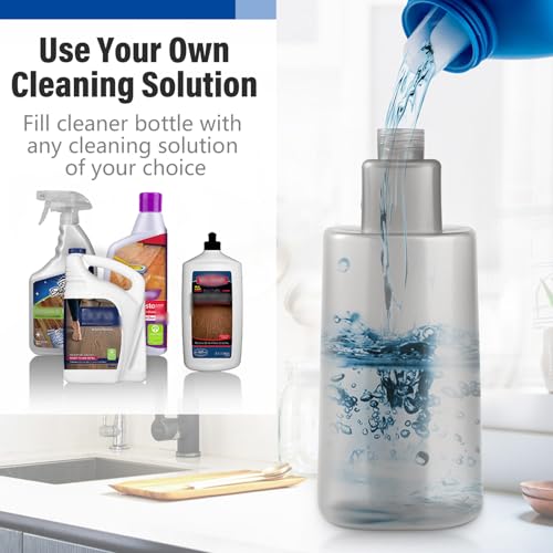 Image of PowerMop Floor Mop with 720 ml Refillable Bottle & 3 Microfiber Pads | Powered wet dry mop for kitchen, wood, hardwood, laminate, ceramic tile floors, with washable pads and refillable bottle