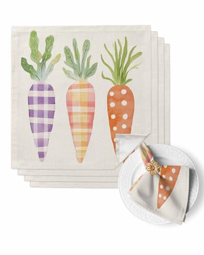Servilletas de tela beige cuadradas set x4 miniatura 1