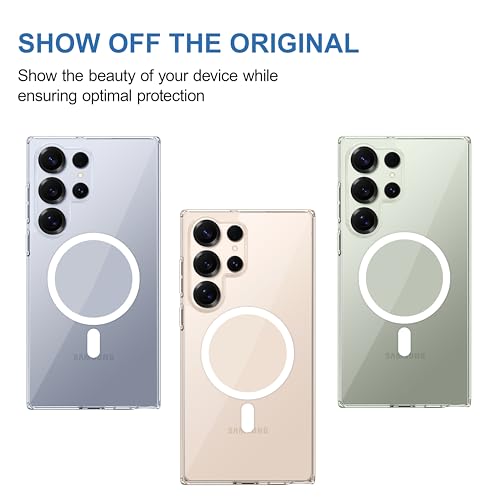 Image of CEDO Cover for Samsung Galaxy S25 Ultra (5G) | Compatible with MagSafe Wireless Charging | Designed with Magnetic Lock Shockproof Phone Bumper Transparent Back Case Cover (Transparent)