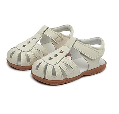 Kid Girl's Leather Closed Toe T-Strap Sandals Summer Ourdoor Cutout Princess Dress Flat Shoes4